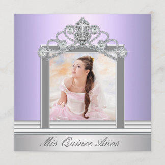 Diamond Tiara Lila Foto Quinceanera Einladung