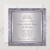 Diamond Tiara Lila Quinceanera Einladung (Rückseite)