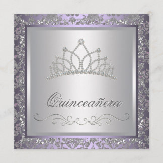 Diamond Tiara Lila Quinceanera Einladung