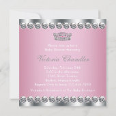 Diamond Tiara Pink Princess Baby Dusche Einladung (Rückseite)