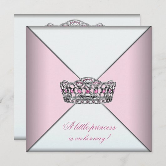 Diamond Tiara Pink Princess Baby Dusche Einladung (Vorne/Hinten)