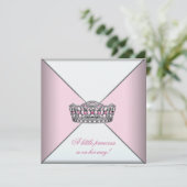 Diamond Tiara Pink Princess Baby Dusche Einladung (Stehend Vorderseite)