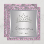 Diamond Tiara Pink Princess Party Einladung (Vorne/Hinten)