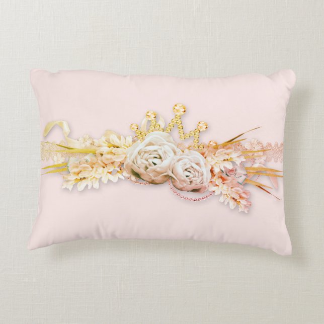 Diamond Tiara Rose Blumenspitzen funkelnd reversab Dekokissen (Rückseite)