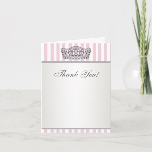 Diamond Tiara Silver Pink Princess Danke Karte (Vorderseite)