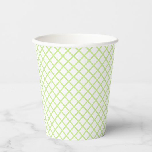 Diamond Trellis Frühling Grün - Weiß Pappbecher (Vorderseite)