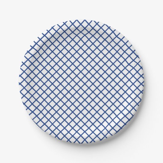 Diamond Trellis True Blue - Weiß Pappteller (Vorderseite)