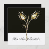 DIAMOND TULIPS ,Gold Metallic Einladung (Vorne/Hinten)