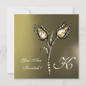DIAMOND TULIPS MONOGRAM, Grau Agate Einladung (Vorderseite)