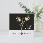 DIAMOND TULIPS MONOGRAM, Ice Metallic Einladung (Stehend Vorderseite)