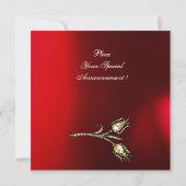 DIAMOND TULIPS MONOGRAM, Red Burgund White Einladung (Rückseite)