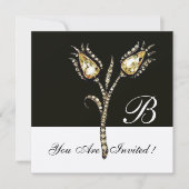 DIAMOND TULIPS MONOGRAM, Silbermetall Einladung (Vorderseite)