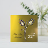 DIAMOND TULIPS MONOGRAMM , Gelbes Topaz Einladung (Stehend Vorderseite)