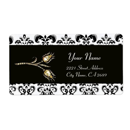 DIAMOND TULIPS SCHWARZ-WEISS DAMASK (Vorne)