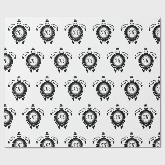 Diamond Turtle Shellback Monogram Geschenkpapier (Flach)