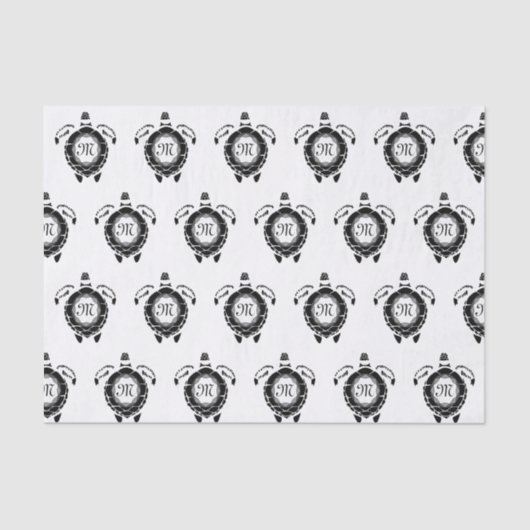 Diamond Turtle Shellback Monogram Seidenpapier (Vorderseite)