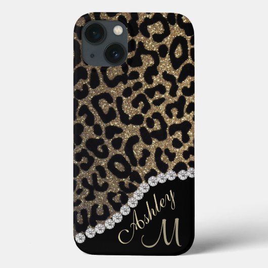 Diamond und Leopard Glitzer Monogram Case-Mate iPh iPhone Hülle (Rückseite)