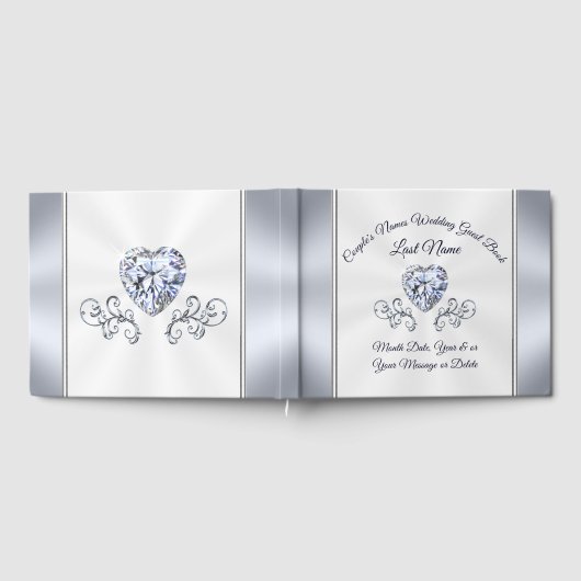 Diamond und Silver Wedding Guest Book Personalisie Gästebuch (Voll)