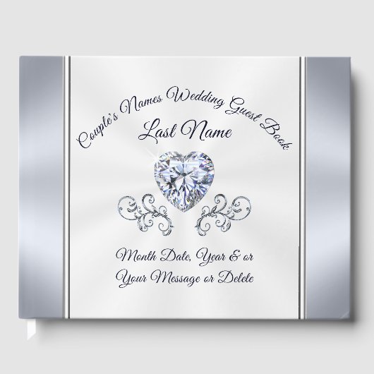 Diamond und Silver Wedding Guest Book Personalisie Gästebuch (Vorderseite)