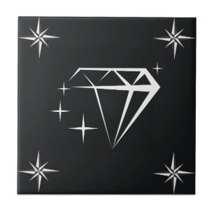 Diamond und Star Pattern Black Fliese