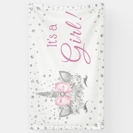 Diamond Unicorn Face Girl Babydusche Banner (Vertikal)