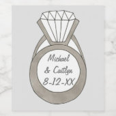 Diamond Verlobung Ring Wedding Brautparty Weinetikett (Einzelnes Label)