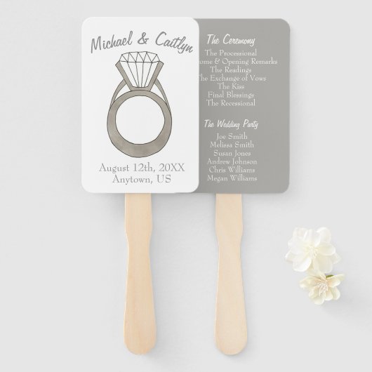 Diamond Verlobung Ring Wedding Programm Fächer (Vorne und Hinten)