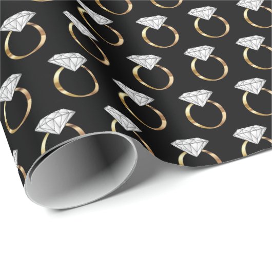 Diamond Verlobung Wedding Ring Black Gold Geschenkpapier (Rolleneckpunkt)