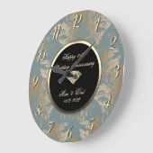 Diamond Vintag Damask 50. Hochzeitstag Große Wanduhr (Winkel)