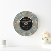 Diamond Vintag Damask 50. Hochzeitstag Große Wanduhr (Zuhause)