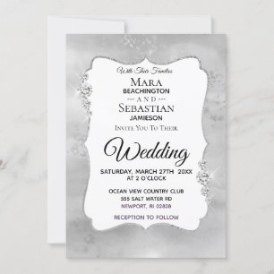 ~ Diamond Watercolor Silver Gray Wedding Einladung