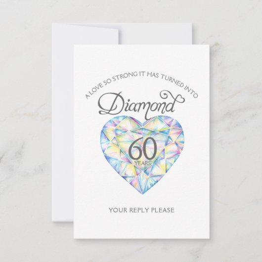 Diamond Wedding Anniversary Aquarellfarbe RSVP Karte (Vorderseite)