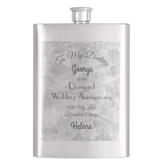 Diamond Wedding Anniversary Classic Flasche Flachmann (Vorderseite)