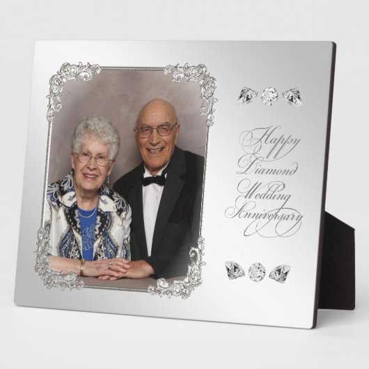 Diamond Wedding Anniversary Foto Plaque Fotoplatte (Seite)