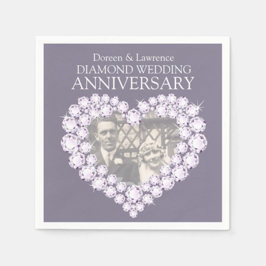 Diamond Wedding Anniversary Foto Servietten (Vorderseite)