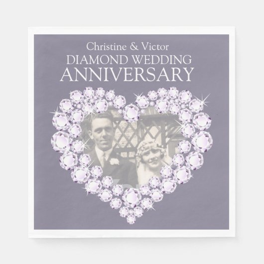 Diamond Wedding Anniversary Foto Servietten (Vorderseite)