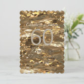 Diamond Wedding Anniversary Party Gold Elegante Einladung (Stehend Vorderseite)