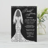 Diamond Wedding Dress Bridal Dusche Einladung (Stehend Vorderseite)