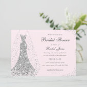 Diamond Wedding Dress Elegantes Brautparty Einladung (Stehend Vorderseite)