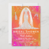 Diamond Wedding Dress Indian Bright Brautparty Einladung (Vorderseite)