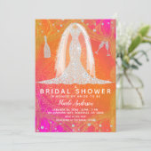 Diamond Wedding Dress Indian Bright Brautparty Einladung (Stehend Vorderseite)