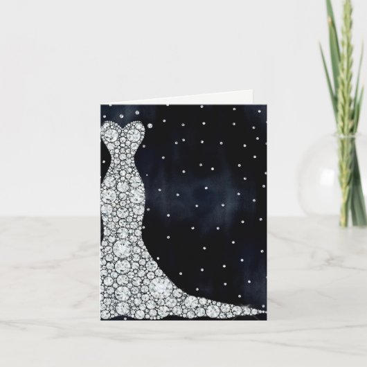 Diamond Wedding Dress Modern Blue Brautparty Einladung (Vorderseite)