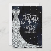 Diamond Wedding Dress Modern Blue Brautparty Einladung (Rückseite)