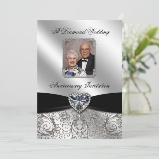Diamond Wedding Jubiläum 12x18 Einladung (Stehend Vorderseite)