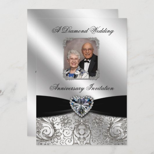 Diamond Wedding Jubiläum 12x18 Einladung (Vorne/Hinten)