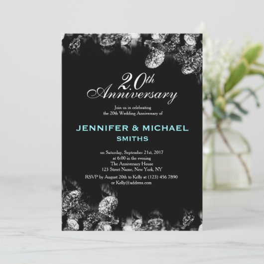 Diamond Wedding Jubiläum Einladung (Stehend Vorderseite)