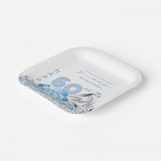 Diamond Wedding Jubiläum Pappteller (Gewinkelt)