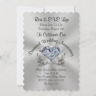 Diamond Wedding Jubiläumseinladungen, IHR TEXT Einladung