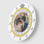 Diamond Wedding Ring Jubiläum Foto auf Weiß Große Wanduhr (Winkel)