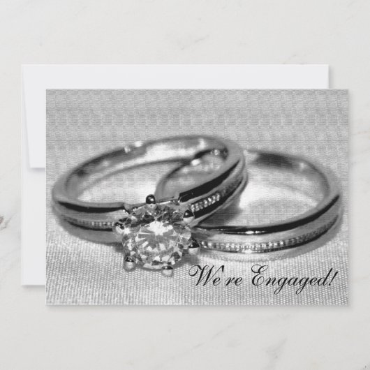 Diamond Wedding Ring Set Engagement Party Einladung (Vorderseite)
